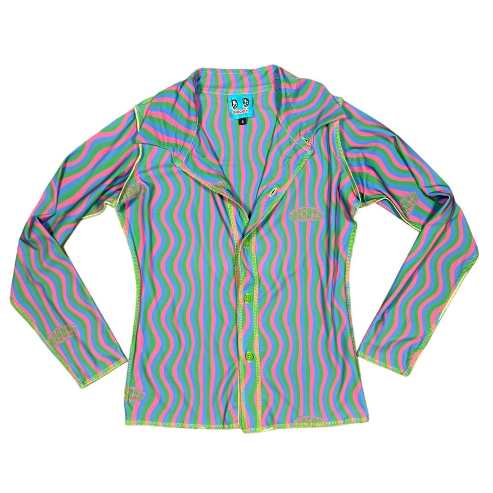 Omighty Colorful Wavy Pattern Button-Up Shirt - image 1